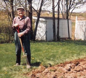 My Danish grandfather at 83, cheerfully digging up a nice lawn to grow vegetables.